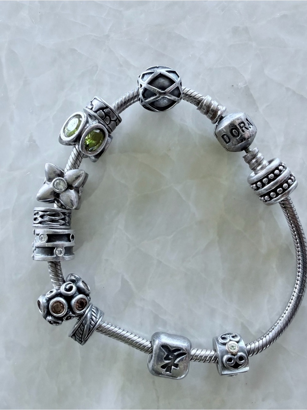 Pandora Sterling Silver Charm Bracelet with 11 Charms